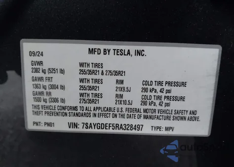 2024 Tesla Model Y Performance Dual Motor All-Wheel Drive из США, поврежденный, VIN 7SAYGDEF5RA328497